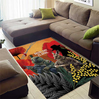 New Zealand and Australia ANZAC Day Area Rug Sliver Fern Kakapo With Golden Wattle Kangaroo LT14 - Polynesian Pride