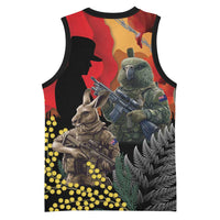 New Zealand and Australia ANZAC Day Basketball Jersey Sliver Fern Kakapo With Golden Wattle Kangaroo LT14 - Polynesian Pride