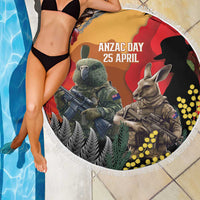 New Zealand and Australia ANZAC Day Beach Blanket Sliver Fern Kakapo With Golden Wattle Kangaroo LT14 - Polynesian Pride