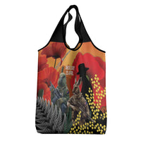 New Zealand and Australia ANZAC Day Grocery Bag Sliver Fern Kakapo With Golden Wattle Kangaroo LT14 - Polynesian Pride