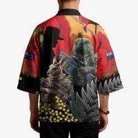New Zealand and Australia ANZAC Day Kimono Sliver Fern Kakapo With Golden Wattle Kangaroo LT14 - Polynesian Pride