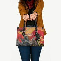 New Zealand and Australia ANZAC Day Leather Bag Sliver Fern Kakapo With Golden Wattle Kangaroo LT14 - Polynesian Pride
