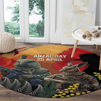 New Zealand and Australia ANZAC Day Round Carpet Sliver Fern Kakapo With Golden Wattle Kangaroo LT14 - Polynesian Pride