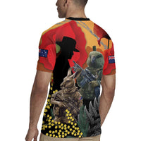 New Zealand and Australia ANZAC Day Rugby Jersey Sliver Fern Kakapo With Golden Wattle Kangaroo LT14 - Polynesian Pride