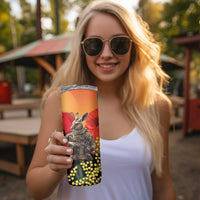 New Zealand and Australia ANZAC Day Skinny Tumbler Sliver Fern Kakapo With Golden Wattle Kangaroo LT14 - Polynesian Pride