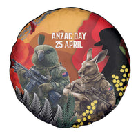 New Zealand and Australia ANZAC Day Spare Tire Cover Sliver Fern Kakapo With Golden Wattle Kangaroo LT14 - Polynesian Pride