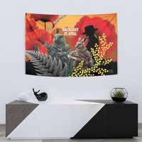 New Zealand and Australia ANZAC Day Tapestry Sliver Fern Kakapo With Golden Wattle Kangaroo LT14 - Polynesian Pride