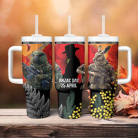 New Zealand and Australia ANZAC Day Tumbler With Handle Sliver Fern Kakapo With Golden Wattle Kangaroo LT14 - Polynesian Pride