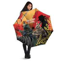 New Zealand and Australia ANZAC Day Umbrella Sliver Fern Kakapo With Golden Wattle Kangaroo LT14 - Polynesian Pride