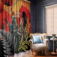 New Zealand and Australia ANZAC Day Window Curtain Sliver Fern Kakapo With Golden Wattle Kangaroo LT14 - Polynesian Pride