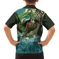 Aotearoa Tangaroa Atua Family Matching Tank Maxi Dress and Hawaiian Shirt New Zealand God Of The Ocean LT14 - Polynesian Pride