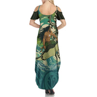Aotearoa Tangaroa Atua Summer Maxi Dress New Zealand God Of The Ocean LT14 - Polynesian Pride