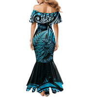 New Zealand Lizard Mermaid Dress Silver Fern Aotearoa Maori Blue Version LT14 - Polynesian Pride