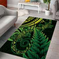 New Zealand Lizard Area Rug Silver Fern Aotearoa Maori Green Version LT14 - Polynesian Pride