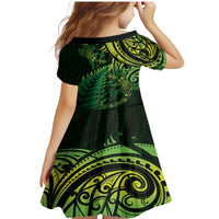 New Zealand Lizard Family Matching Mermaid Dress and Hawaiian Shirt Silver Fern Aotearoa Maori Green Version LT14 - Polynesian Pride