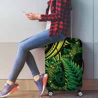 New Zealand Lizard Luggage Cover Silver Fern Aotearoa Maori Green Version