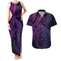 New Zealand Lizard Couples Matching Tank Maxi Dress and Hawaiian Shirt Silver Fern Aotearoa Maori Purple Version LT14 Purple - Polynesian Pride