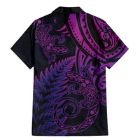New Zealand Lizard Family Matching Mermaid Dress and Hawaiian Shirt Silver Fern Aotearoa Maori Purple Version LT14 - Polynesian Pride
