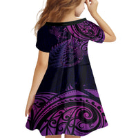 New Zealand Lizard Family Matching Short Sleeve Bodycon Dress and Hawaiian Shirt Silver Fern Aotearoa Maori Purple Version LT14 - Polynesian Pride