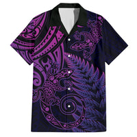 New Zealand Lizard Family Matching Short Sleeve Bodycon Dress and Hawaiian Shirt Silver Fern Aotearoa Maori Purple Version LT14 Dad's Shirt - Short Sleeve Purple - Polynesian Pride