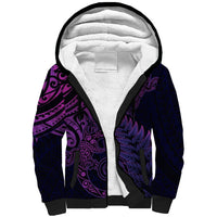New Zealand Lizard Sherpa Hoodie Silver Fern Aotearoa Maori Purple Version LT14 Unisex Purple - Polynesian Pride