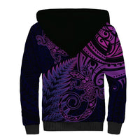 New Zealand Lizard Sherpa Hoodie Silver Fern Aotearoa Maori Purple Version LT14 - Polynesian Pride