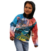 Personalised United States And New Zealand Kid Hoodie USA Eagle With Kowhai Aotearoa Tui Bird LT14 - Polynesian Pride