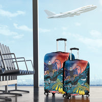 Personalised United States And New Zealand Luggage Cover USA Eagle With Kowhai Aotearoa Tui Bird LT14 - Polynesian Pride