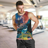 Personalised United States And New Zealand Men Tank Top USA Eagle With Kowhai Aotearoa Tui Bird LT14 Blue - Polynesian Pride