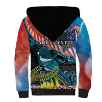 Personalised United States And New Zealand Sherpa Hoodie USA Eagle With Kowhai Aotearoa Tui Bird LT14 - Polynesian Pride