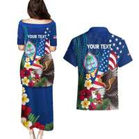 Personalised United States And Guam Couples Matching Puletasi and Hawaiian Shirt USA Eagle With Guahan Seal Tropical Vibes LT14 - Polynesian Pride
