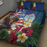 Personalised United States And Guam Quilt Bed Set USA Eagle With Guahan Seal Tropical Vibes