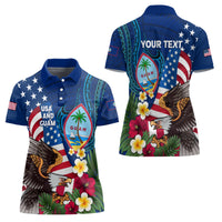 Personalised United States And Guam Women Polo Shirt USA Eagle With Guahan Seal Tropical Vibes LT14 - Polynesian Pride