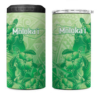 Aloha Hawaii Molokai Island 4 in 1 Can Cooler Tumbler Hibiscus Tribal Honu Hawaiian Tattoo Green LT14 One Size: 16 oz Green - Polynesian Pride