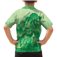 Aloha Hawaii Molokai Island Family Matching Mermaid Dress and Hawaiian Shirt Hibiscus Tribal Honu Hawaiian Tattoo Green LT14 - Polynesian Pride