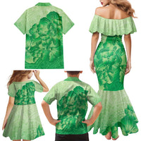 Aloha Hawaii Molokai Island Family Matching Mermaid Dress and Hawaiian Shirt Hibiscus Tribal Honu Hawaiian Tattoo Green LT14 - Polynesian Pride