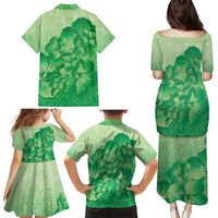 Aloha Hawaii Molokai Island Family Matching Puletasi and Hawaiian Shirt Hibiscus Tribal Honu Hawaiian Tattoo Green LT14 - Polynesian Pride