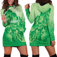 Aloha Hawaii Molokai Island Hoodie Dress Hibiscus Tribal Honu Hawaiian Tattoo Green LT14 - Polynesian Pride
