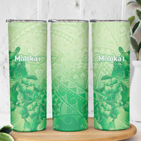Aloha Hawaii Molokai Island Skinny Tumbler Hibiscus Tribal Honu Hawaiian Tattoo Green LT14 - Polynesian Pride