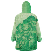 Aloha Hawaii Molokai Island Wearable Blanket Hoodie Hibiscus Tribal Honu Hawaiian Tattoo Green LT14 - Polynesian Pride
