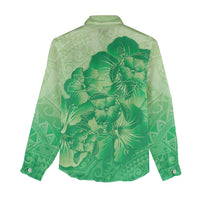 Aloha Hawaii Molokai Island Women Casual Shirt Hibiscus Tribal Honu Hawaiian Tattoo Green LT14 - Polynesian Pride