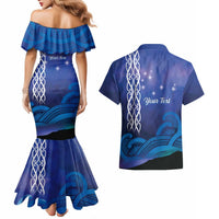 Personalised Matariki New Zealand Couples Matching Mermaid Dress and Hawaiian Shirt Maori New Year Galaxy Koru Pattern LT14 - Polynesian Pride