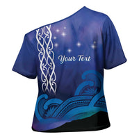Personalised Matariki New Zealand Cross Shoulder Shirt Maori New Year Galaxy Koru Pattern LT14 - Polynesian Pride