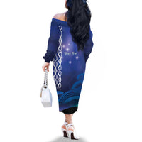 Personalised Matariki New Zealand Family Matching Off The Shoulder Long Sleeve Dress and Hawaiian Shirt Maori New Year Galaxy Koru Pattern LT14 - Polynesian Pride