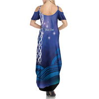 Personalised Matariki New Zealand Family Matching Summer Maxi Dress and Hawaiian Shirt Maori New Year Galaxy Koru Pattern LT14 - Polynesian Pride