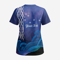 Personalised Matariki New Zealand Scrub Top Maori New Year Galaxy Koru Pattern - Polynesian Pride