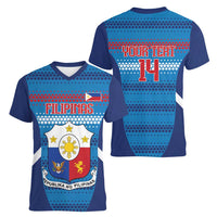 Philippines Football 2026 Women V-Neck T-Shirt Come On Filipinas