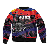 Philippines Sun Tattoo Bomber Jacket Feathers Filipinas Grunge Style Black