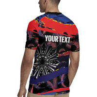 Philippines Sun Tattoo Rugby Jersey Feathers Filipinas Grunge Style Black