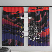 Philippines Sun Tattoo Window Curtain Feathers Filipinas Grunge Style Black
